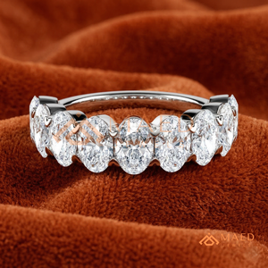 แหวนเงินแท้ 14K รูปไข่ประดับโมอิสซาไนต์ทรงรี 4x6 มม. แหวนเพชรแบบวงแหวนครึ่งวงสำหรับวันครบรอบแต่งงาน เครื่องประดับเพชร แหวนครึ่งวง - Product Image 1