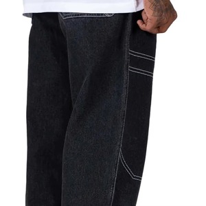 Wholesale Customised <b>Men</b> Baggy Wide Leg <b>Jeans</b> Denim Pants Breathable Casual Style Custom Embroidery Logo Street Wear Denim <b>Jeans</b> - Product Image 6