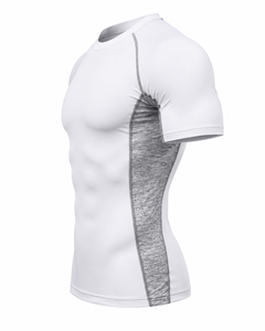 Camisetas de Compresión Blancas de Manga Corta para Hombre, Secado Rápido, Corte Ajustado, Cuello Redondo, Tejido de Lona Transpirable, 180g, Ropa Deportiva - Product Image 3