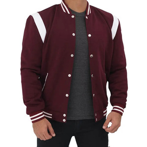 Unisex Casual Varsity <b>Jacket</b> Baseball Logo Print Wool Body Patchwork Stand Collar Front Position Canvas Streetwear Bomber - Product Image 5