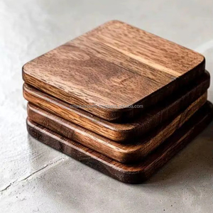 Wooden Coasters Set of Four <b>Polished</b> Wood Drink Mats Functional Table Accessories Ideal for Gifting and Home Decor Use - Product Image 1
