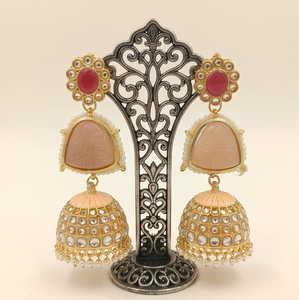DIVYORO PEACH STONE JHUMKA - Product Image 2