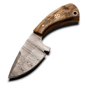 Cuchillo de bolsillo EDC mini de 3 pulgadas hecho a mano de acero de Damasco con mango de cuerno de carnero para camping, supervivencia al aire libre, caza multiusos y bricolaje - Product Image 1