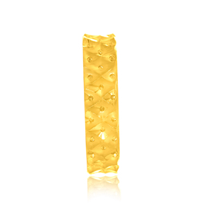 Premium Gold Tone Wide <b>Statement</b> <b>Ring</b> with Textured Geometric Stud Pattern for Women An Elegance Craft Women Gold Band <b>Ring</b> - Product Image 3