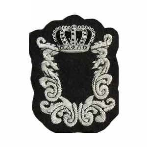 Selling 2026 Customized Design 3D Bullion Wire Embroidery Fabric Canvas <b>Pin</b>-On Solid Color Badges Handmade OEM Service - Product Image 3