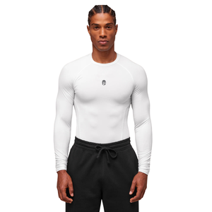 Camiseta Deportiva de Manga Larga para Hombre, Compresión, Transpirable, Blanca, para Gimnasio, Entrenamiento, Ropa Deportiva - Product Image 1