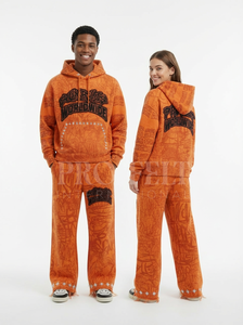 ชุดเซ็ตเสื้อฮู้ดและกางเกงขายาวผ้าฟลีซเนื้อนุ่มระบายอากาศได้ดี พิมพ์ลายสำหรับฤดูหนาว ผลิตจากผ้าฝ้าย 100% คุณภาพสูง ตัดเย็บตามสั่ง สไตล์สตรีทแวร์ ทรงหลวม แฟชั่นทันสมัย - Product Image 6