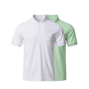 Polo personalizado de secado rápido, transpirable, para golf, deportivo, de manga corta, de poliéster, moderno, en blanco y verde menta. - Product Image 1