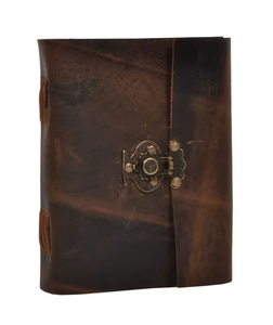 Lock Deckle Edge Leather Flap Journal <b>Spiral</b> <b>Bound</b> <b>Notebook</b> with Saddle Stitching Durable Paper for Writing Gift Custom Color - Product Image 1
