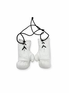 Gants de boxe miniatures Harry Johnson Production en cuir blanc avec fermeture auto-agrippante, légers, pour adultes, équipement de boxe - Product Image 4