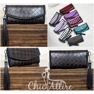 New Personalized Women Long Multi-functional Diamond Checkered Wallet Purse Large Capacity Genuine Cow Leather <b>Wristlet</b> Clutch - Product Image 1