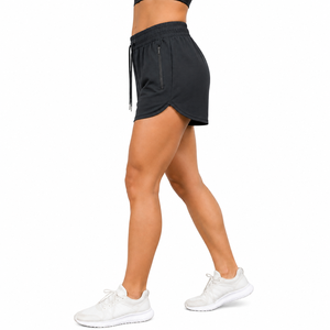 Women's Quick Dry Running Short Elastic Waist Zipper Pocket Gym Workout Yoga Training Activewear | OEM ODM Manufacture - Product Image 2
