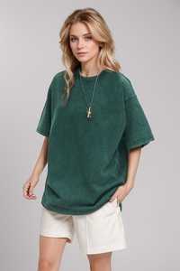 Camiseta de Algodón Lavado Oversize para Mujer, Color Sólido, Corte Holgado, Cuello Redondo, Manga Corta, Estilo Urbano para Primavera/Verano - Product Image 5