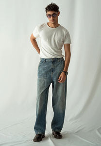 <b>Men's</b> Denim <b>Jeans</b> Vintage Street Wear Baggy Wide Leg Pants <b>High</b> <b>Waist</b> <b>Jeans</b> Pants at Wholesale OEM <b>Men</b> Denim Pant Cheap Price - Product Image 2