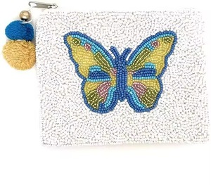 BUTTERFLY Monedero Artesanal de Moda Vintage para Mujer, Bordado con Cuentas de Vidrio, Diseño Tribal, Color y Tamaño Personalizables - Product Image 1