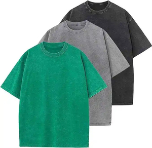 เสื้อยืดคอตตอนหนาน้ำหนักมาก ล้างสีแบบแอซิดวอช สไตล์วินเทจ ทรงโอเวอร์ไซส์ ไหล่ตก สตรีทแวร์ สำหรับแฟชั่นลำลองในเมือง เสื้อยืดล้างสีแบบแอซิดวอช สไตล์วินเทจ - Product Image 1