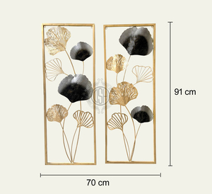 Juego de 2 Piezas de Arte Mural de Metal Dorado, Decoración de Pared de Hierro para Sala de Estar, Dormitorio, Pasillo e Interior del Hogar - Product Image 2