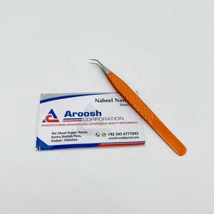 แหนบจับเพชรเคลือบผงสีส้ม45องศาทำจากสเตนเลสสตีลแข็งปลายแหลมสำหรับการต่อขนตา - Product Image 3
