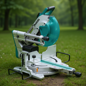 Scie à onglet coulissante électrique à double biseau de 12 pouces avec guide laser intégré, moteur sans balais 1500W, coupe 130mm, pour le bricolage du bois - Product Image 3