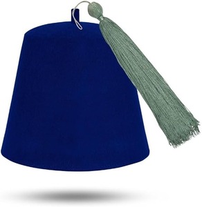 Gorro Fez Masónico Liso - Lana Azul con Borlas de Varios Colores, el gorro fez presenta un diseño masónico distintivo - Product Image 5
