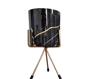 Support à plantes en métal noir mat avec pots, lot de 2, grands pots ronds sur pied, porte-pot de fleurs en fer pour la décoration du salon - Product Image 2