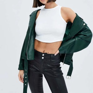 Women Genuine <b>Leather</b> <b>Jacket</b> Quilted Woven <b>Jacket</b> Heated Slim Fit <b>Long</b> Sleeve Outerwear with Padded Lining <b>Leather</b> Women <b>Jackets</b> - Product Image 5
