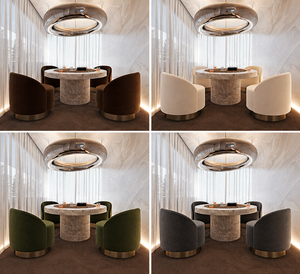 Ensemble de table de bar moderne en pierre ronde avec chaises rembourrées, structure en métal, design minimaliste, pour bar à domicile, club, usage commercial - Product Image 2