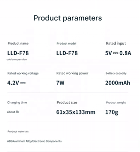 Ventilador de Mano Mini sin Aspas, Motor sin Escobillas, Batería de 2000 mAh, Uso en Exteriores, Control por Botones, 5 Velocidades, Bajo Ruido (40+ dB), Recargable - Product Image 6