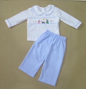 Robe de Noël pour enfants, style vintage, 100% coton, longueur genou, respirante, rose, manches longues, famille sainte, robe festive - Product Image 3