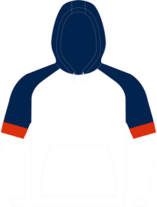 Sudadera con Capucha Naranja para Hombre con Paneles Azul Marino en los Hombros, Corte Regular, Estilo Casual, Tejida, con Bolsillo Delantero - Product Image 3