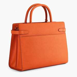 Solid Color Striped Tote Handbag for Women High Capacity Zipper Lady Bag Trendy Simple Design Portable - Product Image 4