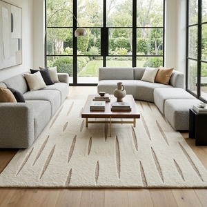 Tapis en laine contemporain abstrait à motifs en relief, fait main, à boucles coupées haute et basse, tufté, sur mesure, vente en gros directe usine - Product Image 4