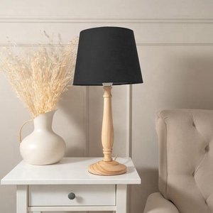 Stylish Wooden <b>Table</b> Lamp with Black Shade for Elegant Soft Lighting and Chic Home Decor - Product Image 1