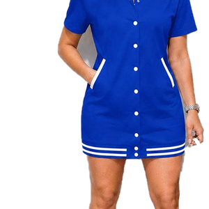 Premium ZPB Custom Logo Varsity <b>Dress</b> Short Sleeve Solid Button Straight Mini Shirt Wholesale Summer New Trending Sexy Casual - Product Image 5