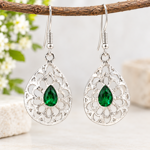 Prix attractif Vente en gros Boucles d'oreilles en argent faites à la main avec pierres précieuses pour femmes, bijoux de mode, pierre de naissance, cadeau de fête - Product Image 3