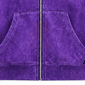 Pasamontañas de forro polar con doble capucha y lavado ácido, tejido liso, máscara facial completa, jersey de invierno de manga larga con bolsillos con cremallera, informal - Product Image 5