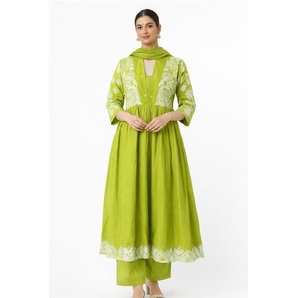Conjunto de traje Anarkali largo de fabricación india para bodas o fiestas, disponible a precio de exportación - Product Image 1