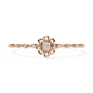 Floral Designer Statement Diamond Jewellery for Women LabGrown Princess Cut Solitaire Diamond Bracelet in 10k 14K 18k <b>Rose</b> <b>Gold</b> - Product Image 2