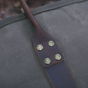 Bolsas de transporte de leña de cuero y lona encerada impermeable con asa de cuero para recoger leña - Product Image 2