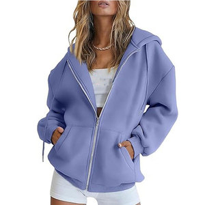 Sweat à capuche surdimensionné pour femme, fabriqué sur mesure, en molleton 100% coton, fermeture éclair intégrale, vêtements d'hiver élégants pour femme - Product Image 2