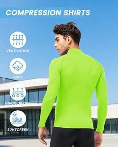 Rash Guard For Men Athletic <b>Base</b> <b>Layer</b> MMA Compression Shirt Turtle Neck <b>Long</b> <b>Sleeve</b> Rash Guard For Gym Training Running Cycling - Product Image 4