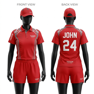 Uniforme de tennis en polyester et élasthanne de qualité supérieure 180 GSM, panneaux latéraux noirs, impression par sublimation, logo personnalisé - Product Image 3