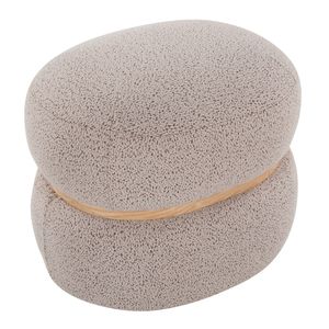 Pouf Ottoman Contemporaneo Cinch in Tessuto Beige e Legno Naturale, Sgabelli e Pouf Moderni - Product Image 5