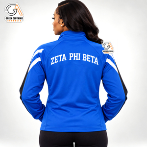 Veste de survêtement matelassée pour femmes Zeta Phi Beta Sorority Fraternity, bleue, manches longues, fermeture éclair sur le devant, coupe-vent, col rabattable, 100% coton - Product Image 2