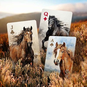 Cartas de juego de la familia Good Fortune Horse estilo acuarela - Doble baraja de PVC 58x88mm - Product Image 5