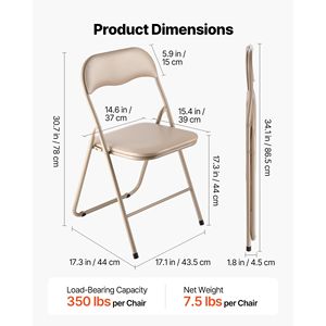 4 Pack Heavy Duty Metal Frame Foldable Leather Chairs with Padded Cushion Portable Folding <b>Card</b> <b>Table</b> for Hotels - Product Image 3