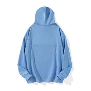 Sweat-shirts à capuche en coton surdimensionnés pour hommes en gros, pull-over basique avec poche kangourou, technique de gaufrage, teinture unie - Product Image 5