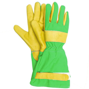 Durable Leather Spark-Resistant Cowhide Grain Welding Gloves Fluorescent <b>Drilled</b> Cotton Fabric <b>Hand</b> Protection for Safety Tasks - Product Image 4
