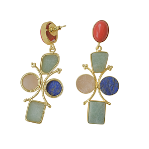 Boucles d'oreilles pendantes de luxe modernes plaquées or avec pierres multiples, cadeau chrétien, bijoux semi-précieux pour femmes, vente en gros - Product Image 6