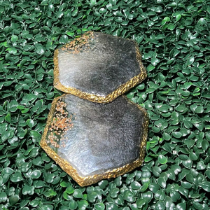 Fancy black and gold hexagon <b>agate</b> epoxy resin <b>coaster</b> set - Product Image 1